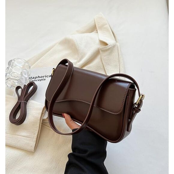 Women Coffee Imported Casual Leather Waterproof Lightweight Hobo Handbag - Picture 2 of 4